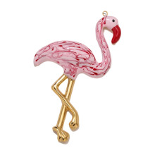 Vibrant Flamingo Shaped Drop Pendant Charm Stainless Steel-Pink
