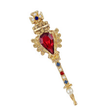 Wizard Staff Brooch Pin Alloy And Pearls Embellishment Jewelry