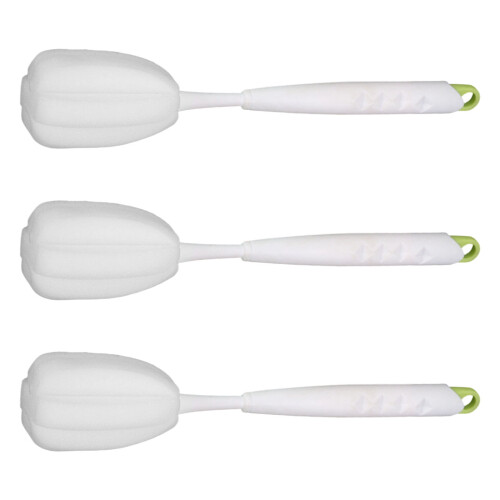 MultiPurpose Sponge Scrubber Brush With Long Handle Straw-Green
