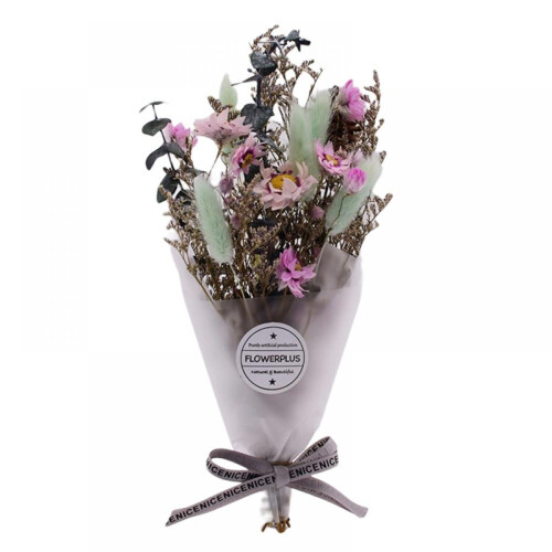 Mini-Trockenblumenstrauß in PVC-Geschenkbox