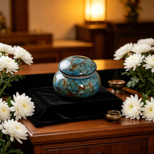 Small Ceramic Urn Cremation Box For Pet and Human Ashes -Orange 1
