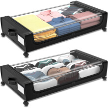 Coffre de rangement sous lit avec roulettes, 24,4 po x 16,5 po x 7,3 po,