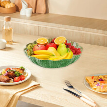 Plateau à fruits rond en plastique transparent – Vert, 20 x 20 x 4,5 cm, 1 pièce