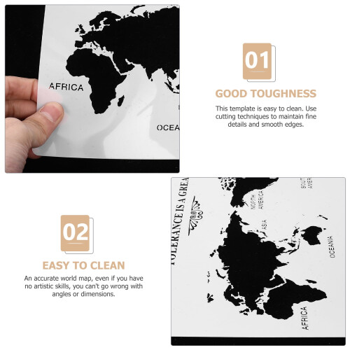World Map Cake Stencil, PET, 29.5 x 21 cm 1