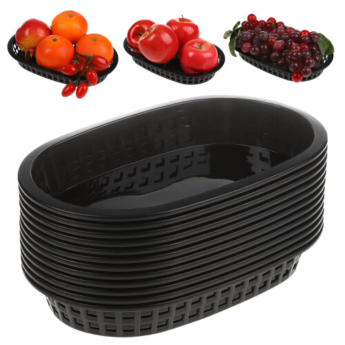 Set van 12 ovale plastic voedselmandjes