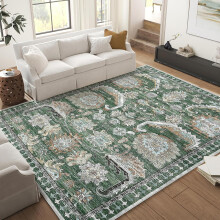 Alfombra suave lavable de 1,8 x 2,7 m (6 x 9 pies) – Verde bohemio