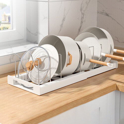 Support à casseroles extensible en acier inoxydable pour placards de cuisine