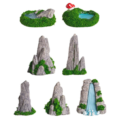 Decor de munte mini din rășină pentru acvarii și birouri