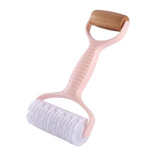 Rodillo de cocina de doble cabezal, madera de haya y plástico, 22 cm.