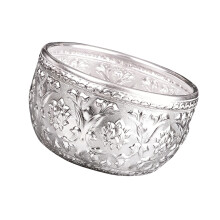 Elegant Silver Aluminum Bowl With Ethnic Pattern Ideal For-8cm