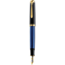 Pelikan 988162 Füllfederhalter der Linie M600 Classic, blaues Souvenir / Schwarzgold 24K, Größe F, Geschenkbox