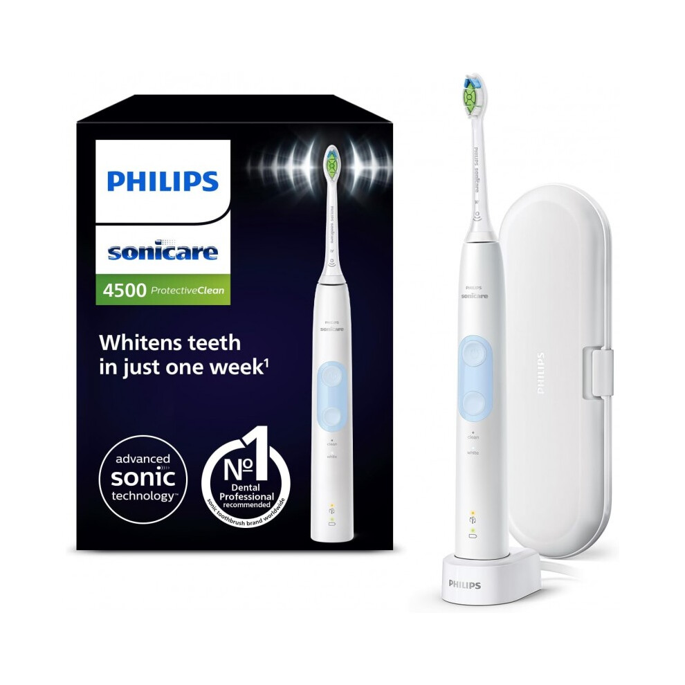 Philips Sonicare Protectiveclean 4500 Electric Toothbrush, Clean White Sensor Timer Travel Case White Hx6839 / 28