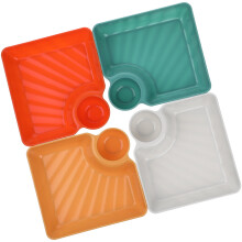 Assiettes carrées à raviolis (lot de 4) avec compartiment à sauce