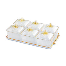 LOVIVER dried fruit plate with lid, divided serving platter