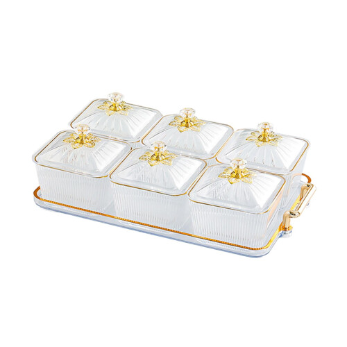 LOVIVER dried fruit plate with lid, divided serving platter