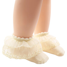 Infant Girls Lace Edged Short Socks Make of Cotton and-Beige