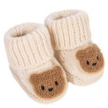 Lovely Bear Knit Socks Soft Cotton Blend for Infant-Beige