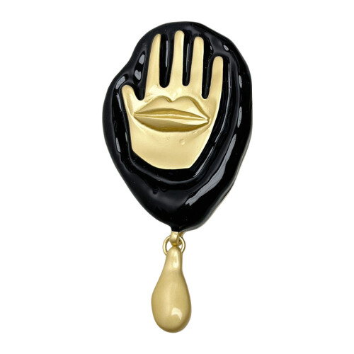Künstlerische schwarz-rotbraune Emaille-Brosche in-Schwarz