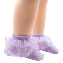 Soft Cotton Blend Baby Socks with Elegant Lace Trim-Purple