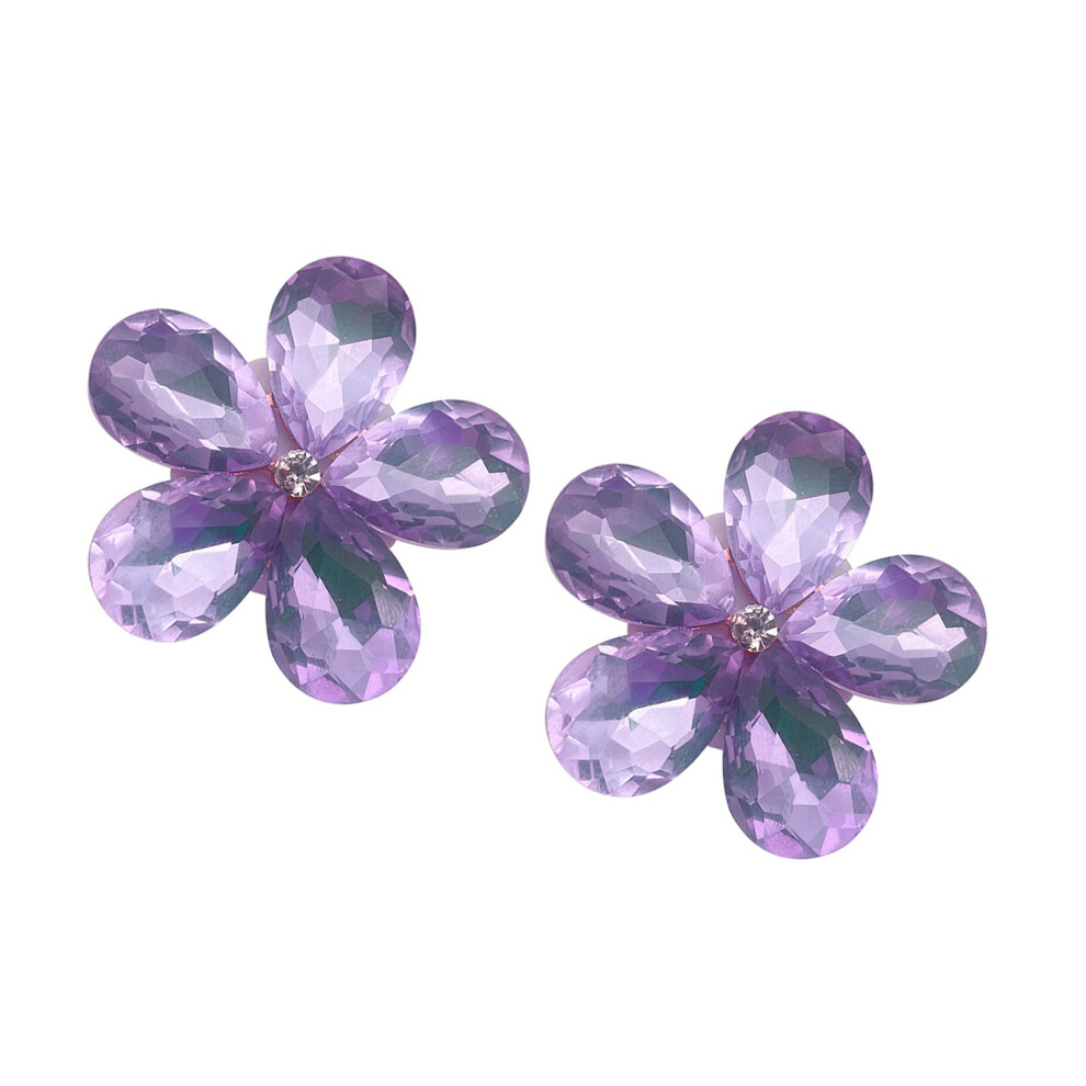 2 Piece Lovely Rhinestones Flower Headphone Accessory- Purple 7627001508330