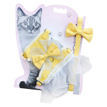 Small Cats Collar Pet Leashes Light Weight Vest-Yellow M