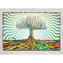 Abstracte Levensboom Aluminium Wandbord 16x12 inch