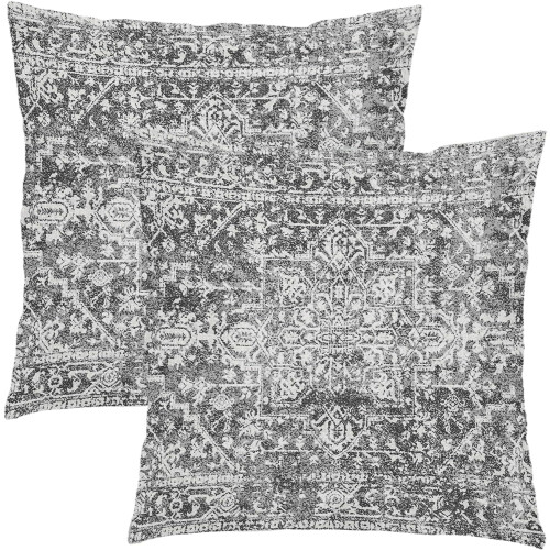 Conjunto de 2 capas de almofada boho pretas e cinzas de 50x50 cm (20x20 polegadas).