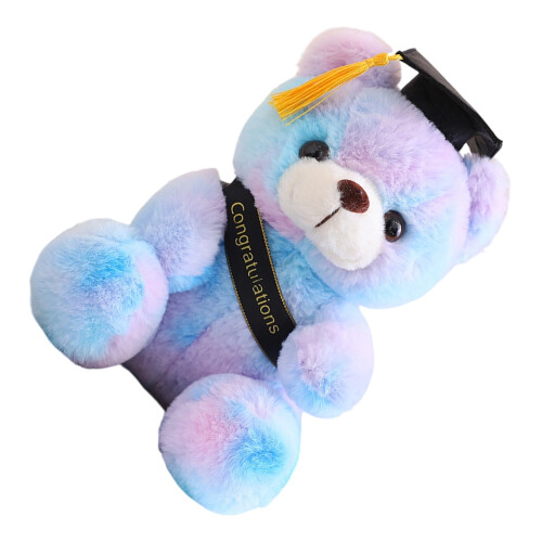 Geschenk zum Abschluss, farbenfrohes Plüschtier-blau hellrosa