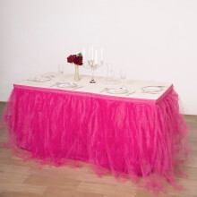 Fustă de masă Tutu fuchsia, tul multistrat, 4,2 metri