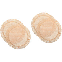 Round Burlap Cutlery Mat with Tassel 4 Pcs