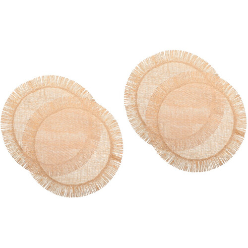 Round Burlap Cutlery Mat with Tassel 4 Pcs