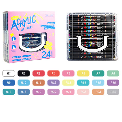 Acrylic Markers Quick Dry For Drawing Sketching-24 Colors/Box