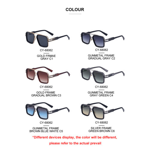 Lunettes de soleil carrées classiques avec cadre PC, doubles-1 1