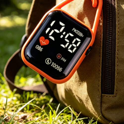 Square Digital Keychain Watch With Water Resistance Great-red 1