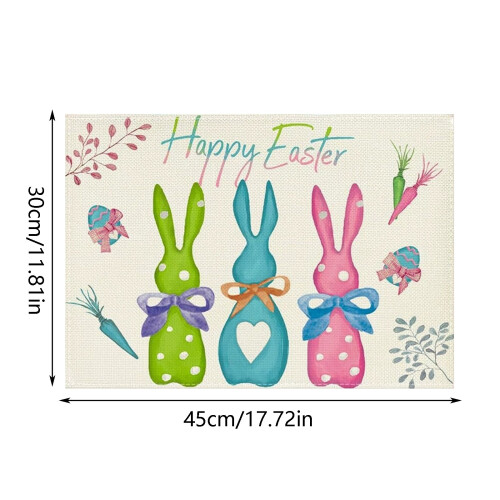Linen Placemat with Easter Rabbit Design – Set of 1 2
