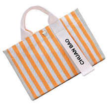 Trendy Striped Handbag Shoulder Bag with Magnetic Snap-Orange