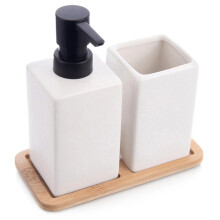 Badezimmer-Accessoire-Set, Weißer Dolomit, 3-teilig