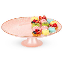 Tortenständer aus Glas mit Sockel, rosa, 28 cm