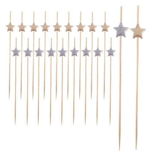 Bambus-Cocktailspieße, sternförmig, 12 cm, 20er-Packung