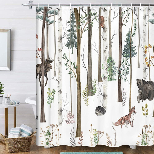 Κουρτίνα ντους Rustic Forest 70x75 ίντσες με 12 γάντζους