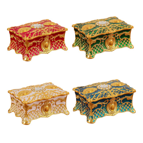 Ornate Alloy Storage Box Intricate Floral Pattern And-Blue 1