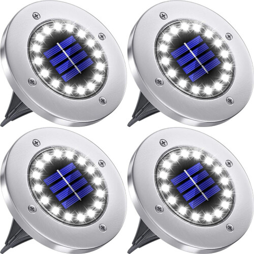 4PCS 12LED Solar Power Ground Lights Floor Decking Lawn Cold White