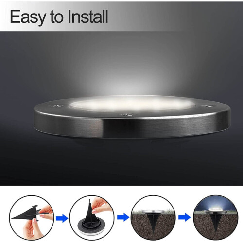 4PCS 12LED Solar Power Ground Lights Floor Decking Lawn Cold White 2