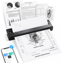 Portable Thermal Printer A4, A28U Wireless no Ink Printer Weighs only 585g, Support A4/A5/B5, Compatible with iOS Android Tablet Laptop