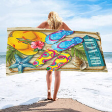 Tuáille Trá Micrea-shnáithín 75x150cm Veilbhit Dhá Thaobhach