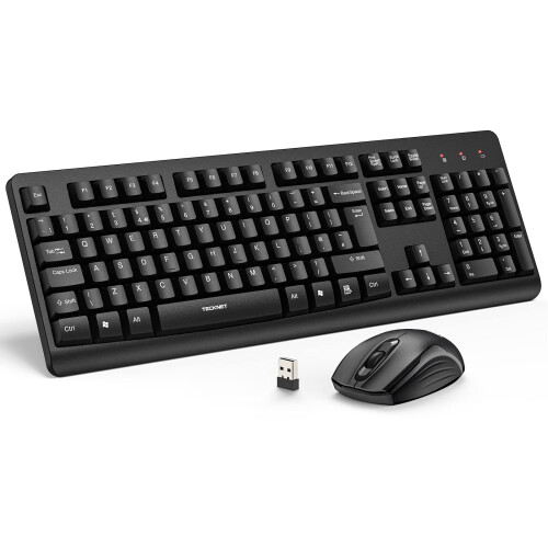 TeckNet TECKNET 2.4G Wireless Keyboard and Mouse Combo UK Layout Full Size Silent