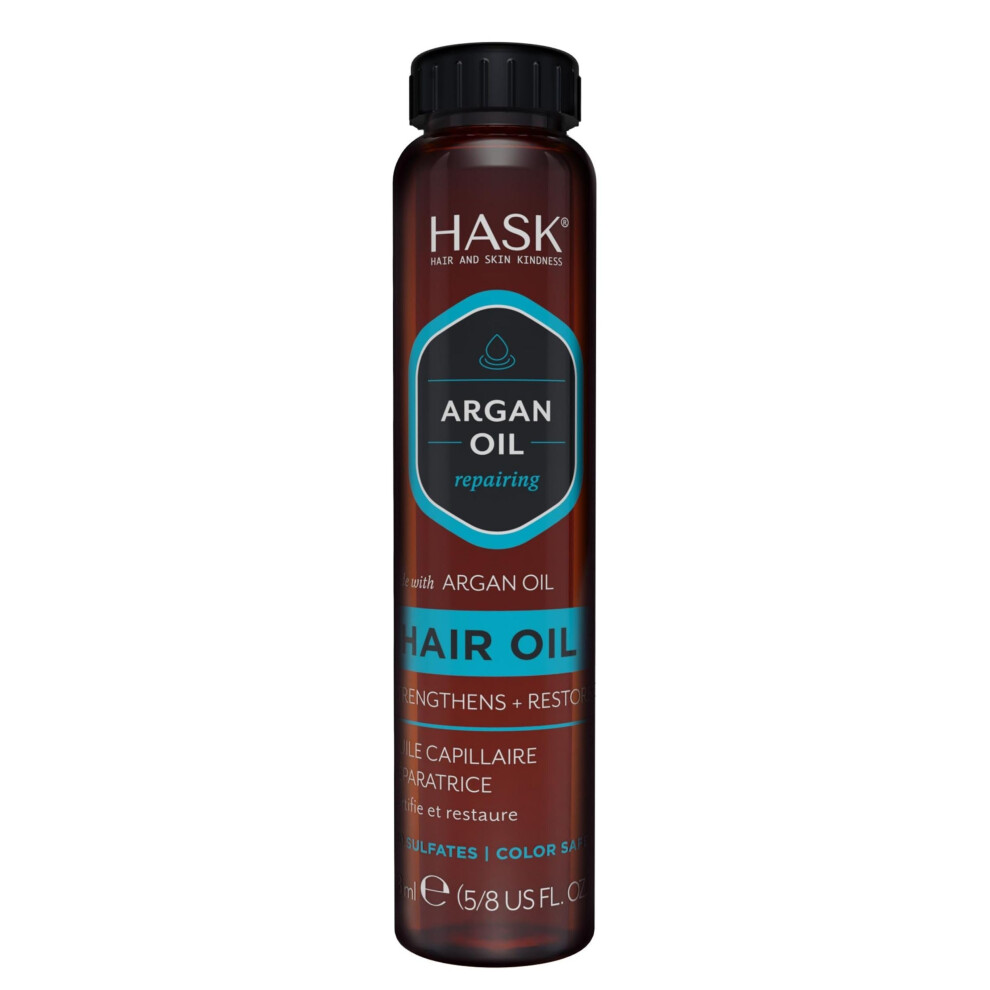 Hask Argan Oil Shine Oil Vial Repairing For All Hair Types, Colour Safe, Gluten Free, Sulfate Free, Paraben Free - 1 18Ml Vial