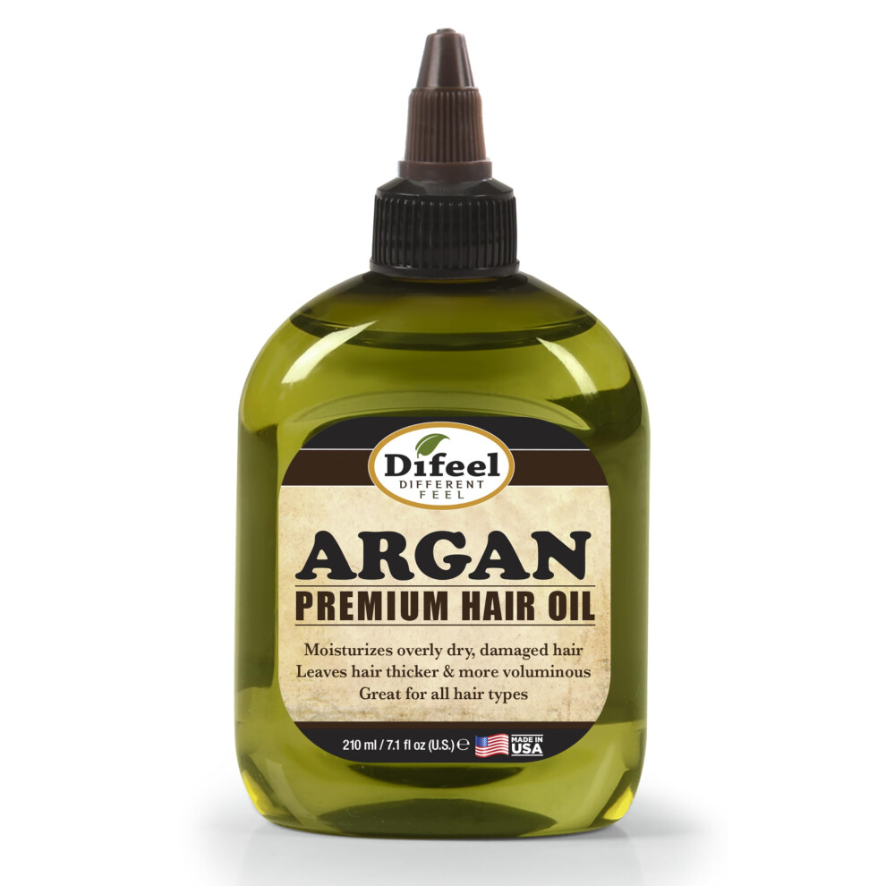 Difeel Premium Natural Hair Oil -Argan Oil, Moisturizes Dry Hair & Smoothes Hair Follicles, Leaves Hair Thicker Softer & Silkier 235 Ml