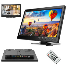 podofo 10.1 Inch Small PC Monitor, HD 1024 * 600 Mini Monitor for Computer/Surveillance/Rear Camera, with HDMI/VGA/AVI/BNC/USB Input, Built in Sp