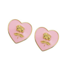 Ornement d'écouteur délicat en forme de fleur avec-coeur rose